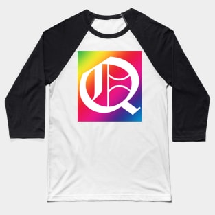 Rainbow White Letter Q Baseball T-Shirt